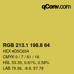 カラーコード: RGB 213.1 198.8 84 | qconv.com