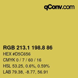 カラーコード: RGB 213.1 198.8 86 | qconv.com