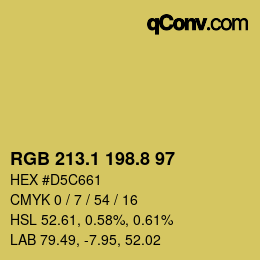カラーコード: RGB 213.1 198.8 97 | qconv.com
