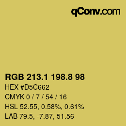 カラーコード: RGB 213.1 198.8 98 | qconv.com
