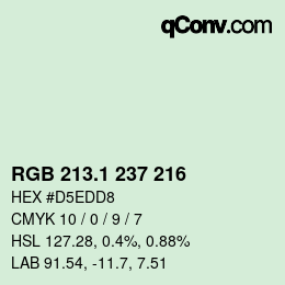 カラーコード: RGB 213.1 237 216 | qconv.com