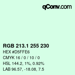 Color code: RGB 213.1 255 230 | qconv.com