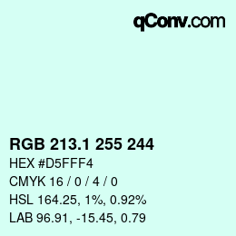 カラーコード: RGB 213.1 255 244 | qconv.com