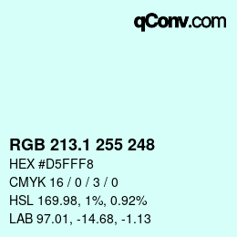 Color code: RGB 213.1 255 248 | qconv.com