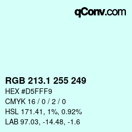 カラーコード: RGB 213.1 255 249 | qconv.com