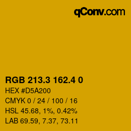 カラーコード: RGB 213.3 162.4 0 | qconv.com