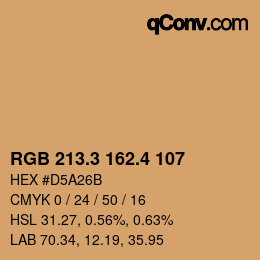カラーコード: RGB 213.3 162.4 107 | qconv.com