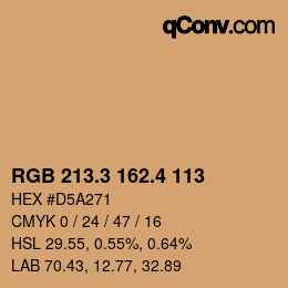 カラーコード: RGB 213.3 162.4 113 | qconv.com