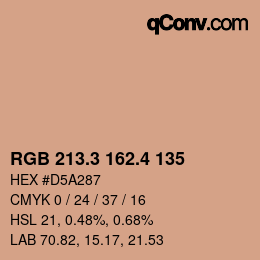 カラーコード: RGB 213.3 162.4 135 | qconv.com