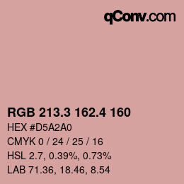 カラーコード: RGB 213.3 162.4 160 | qconv.com