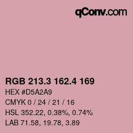 カラーコード: RGB 213.3 162.4 169 | qconv.com