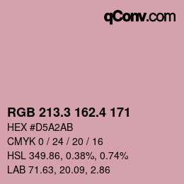 カラーコード: RGB 213.3 162.4 171 | qconv.com
