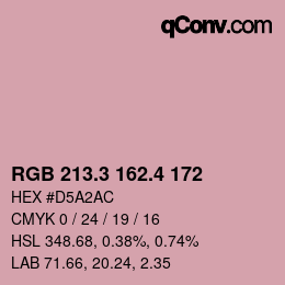 カラーコード: RGB 213.3 162.4 172 | qconv.com