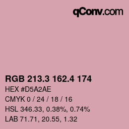 カラーコード: RGB 213.3 162.4 174 | qconv.com