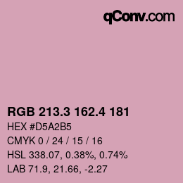 カラーコード: RGB 213.3 162.4 181 | qconv.com