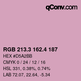 カラーコード: RGB 213.3 162.4 187 | qconv.com