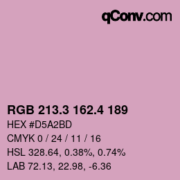 カラーコード: RGB 213.3 162.4 189 | qconv.com
