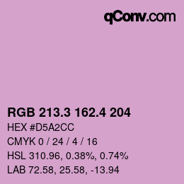 カラーコード: RGB 213.3 162.4 204 | qconv.com