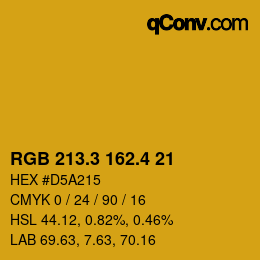 カラーコード: RGB 213.3 162.4 21 | qconv.com