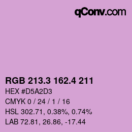 カラーコード: RGB 213.3 162.4 211 | qconv.com