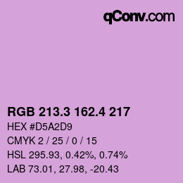 カラーコード: RGB 213.3 162.4 217 | qconv.com