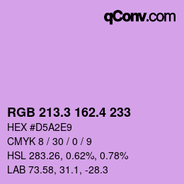 カラーコード: RGB 213.3 162.4 233 | qconv.com