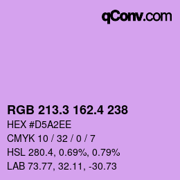 カラーコード: RGB 213.3 162.4 238 | qconv.com