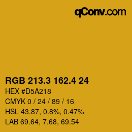 カラーコード: RGB 213.3 162.4 24 | qconv.com