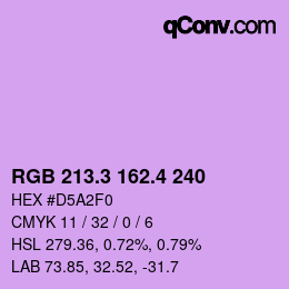 カラーコード: RGB 213.3 162.4 240 | qconv.com