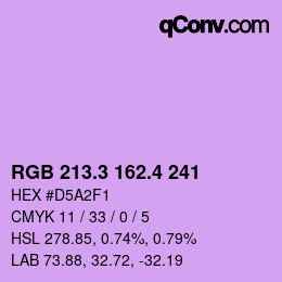 カラーコード: RGB 213.3 162.4 241 | qconv.com