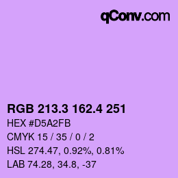 カラーコード: RGB 213.3 162.4 251 | qconv.com
