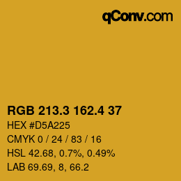 カラーコード: RGB 213.3 162.4 37 | qconv.com