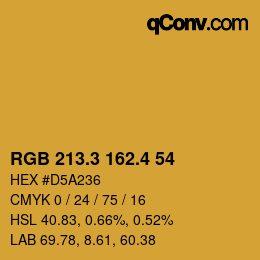 カラーコード: RGB 213.3 162.4 54 | qconv.com