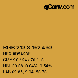 カラーコード: RGB 213.3 162.4 63 | qconv.com