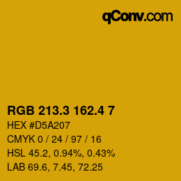 カラーコード: RGB 213.3 162.4 7 | qconv.com