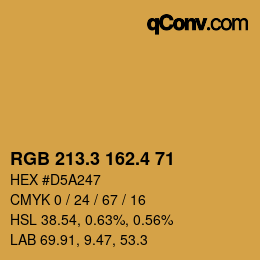 カラーコード: RGB 213.3 162.4 71 | qconv.com