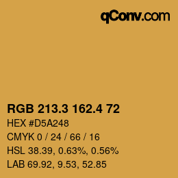 カラーコード: RGB 213.3 162.4 72 | qconv.com