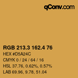 カラーコード: RGB 213.3 162.4 76 | qconv.com