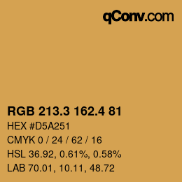カラーコード: RGB 213.3 162.4 81 | qconv.com