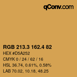 カラーコード: RGB 213.3 162.4 82 | qconv.com