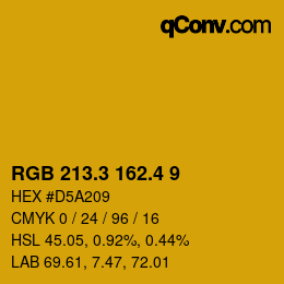 カラーコード: RGB 213.3 162.4 9 | qconv.com