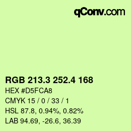 カラーコード: RGB 213.3 252.4 168 | qconv.com