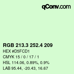 カラーコード: RGB 213.3 252.4 209 | qconv.com