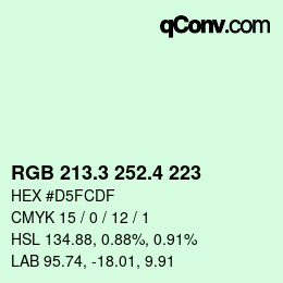 カラーコード: RGB 213.3 252.4 223 | qconv.com