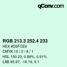 カラーコード: RGB 213.3 252.4 233 | qconv.com