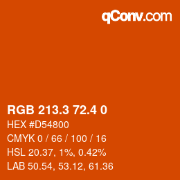 カラーコード: RGB 213.3 72.4 0 | qconv.com