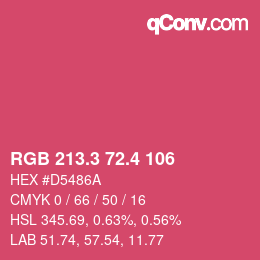 カラーコード: RGB 213.3 72.4 106 | qconv.com