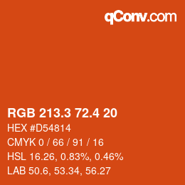 カラーコード: RGB 213.3 72.4 20 | qconv.com