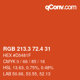 カラーコード: RGB 213.3 72.4 31 | qconv.com
