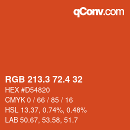 カラーコード: RGB 213.3 72.4 32 | qconv.com